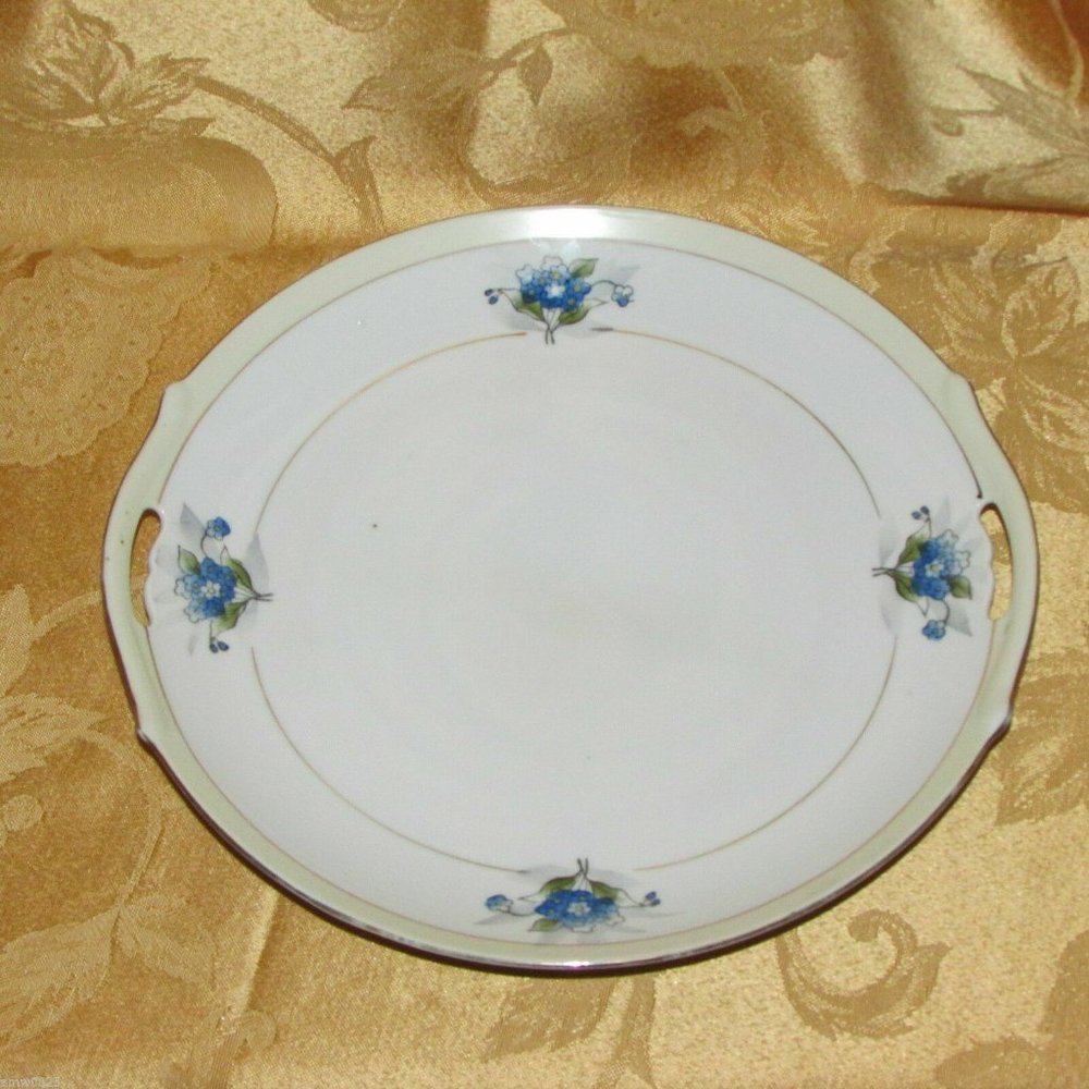 Antique Nippon Cake Serving Plate Round Platter Pre 1918 Hand Painted Floral